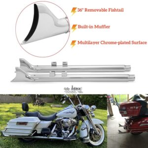 2x 36" Chrome Fishtail Exhaust Slip Ons para Touring 95-16 Road Glide Classic