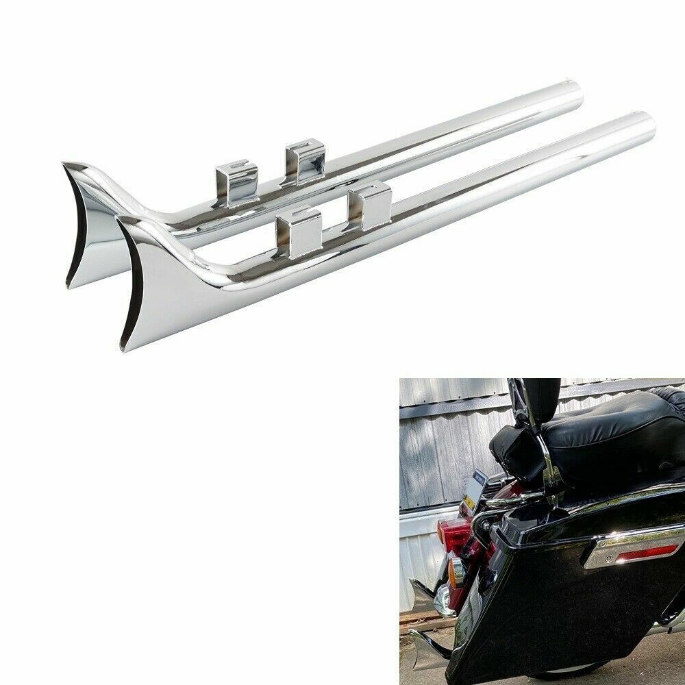 "Tubo de escape cromado cola de pez deslizable para Harley Touring 1995-2016 Road King"-