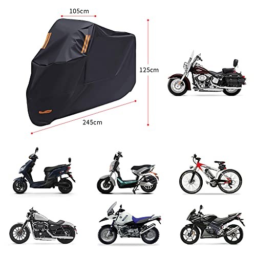 Funda Impermeable Moto, XL Cubierta Moto Resistente a Arañazos 210D Oxford- - Image 5