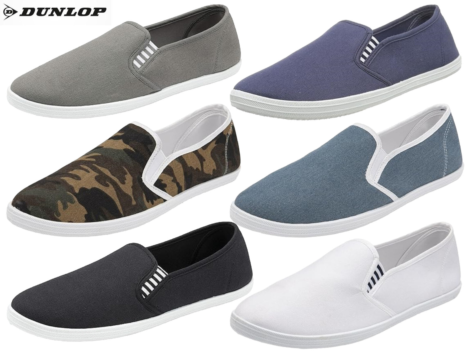Zapatos sin cordones de lona Dunlop para hombre ligeros cómodos informales para gimnasio -