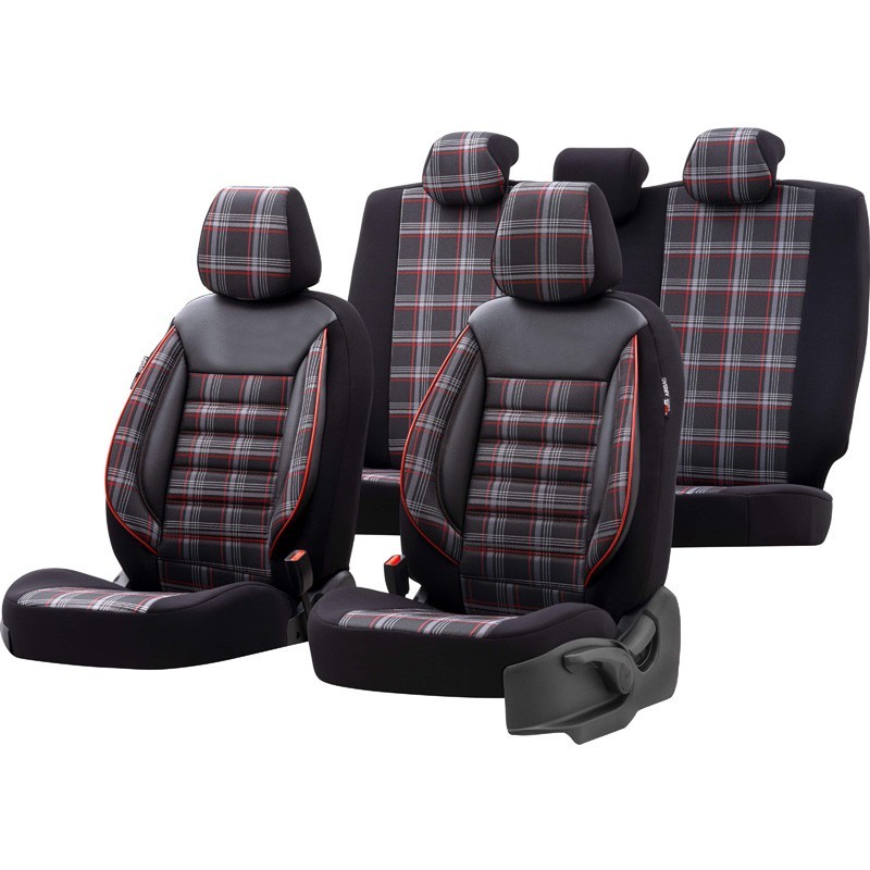Juego de fundas de asiento Otom Sports universal textil negro/rojo gris-
