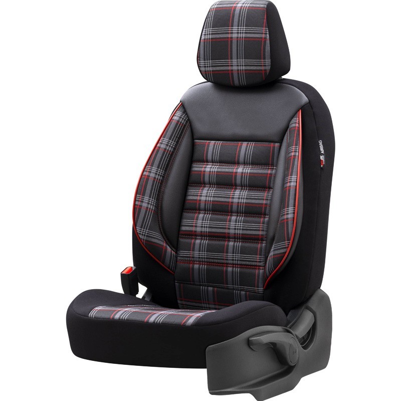 Juego de fundas de asiento Otom Sports universal textil negro/rojo gris- - Image 4