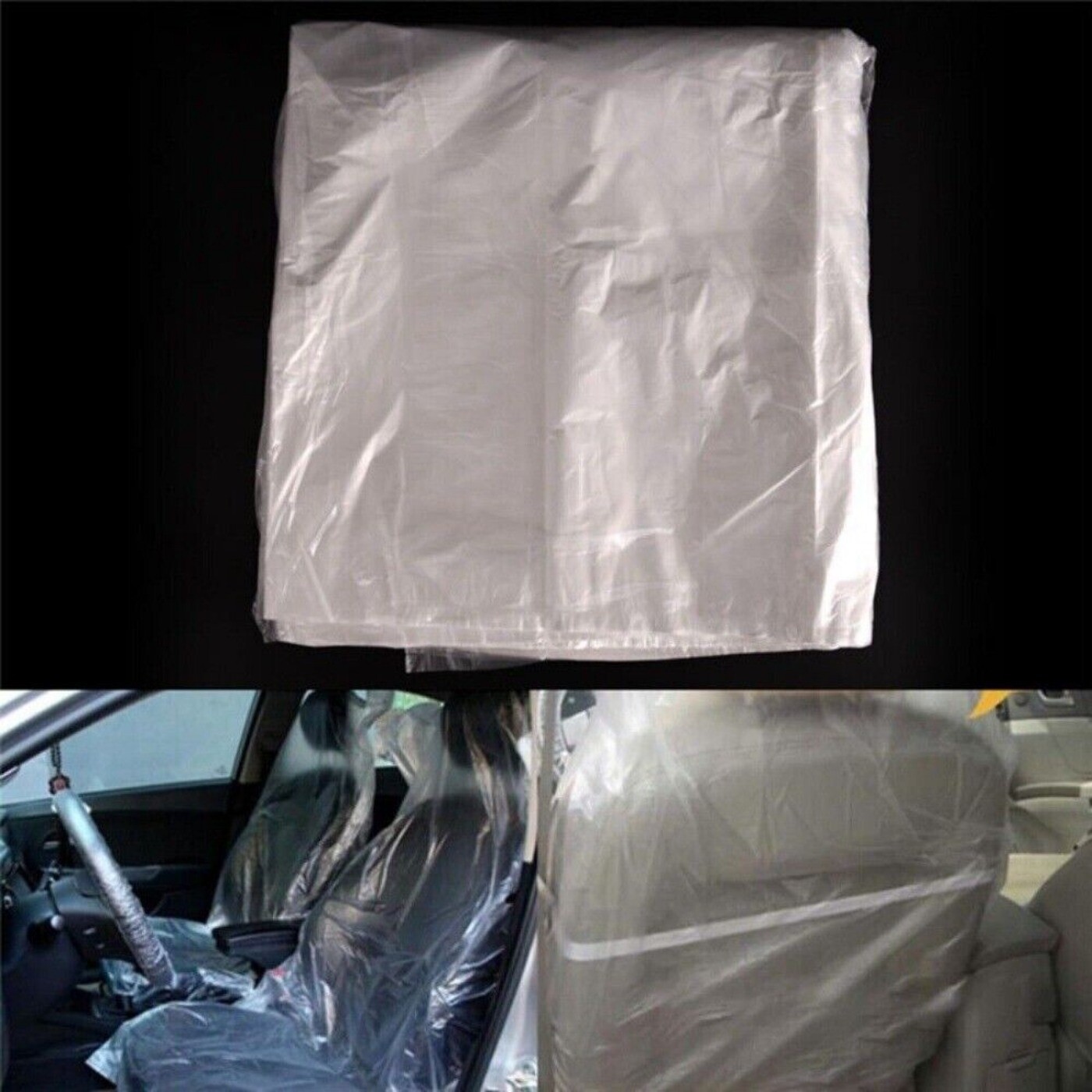 Cubiertas de asiento de coche de plástico desechables 10 piezas cubierta de vehículo valet roll protector- - Image 2