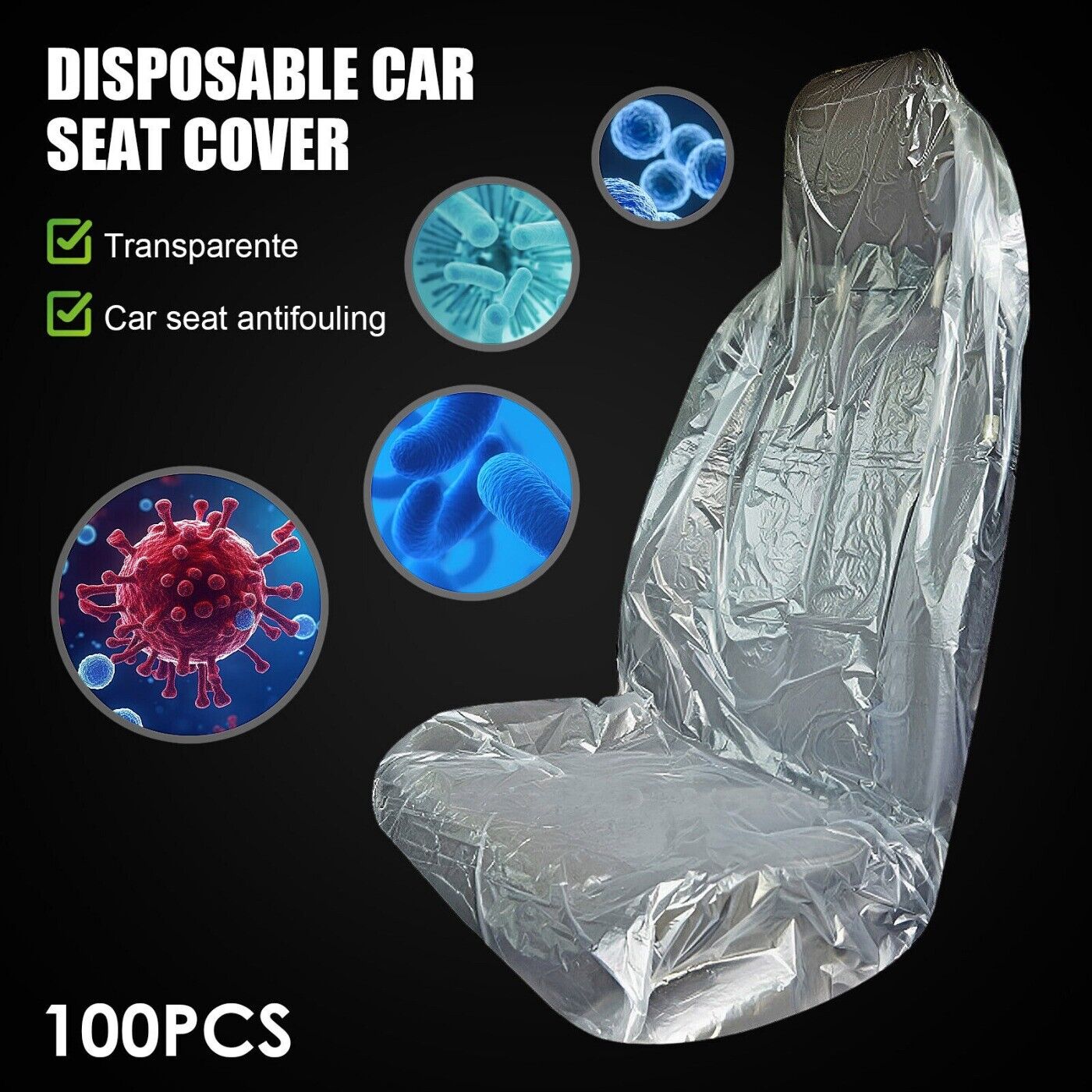 Cubiertas de asiento de coche de plástico desechables 10 piezas cubierta de vehículo valet roll protector- - Image 5