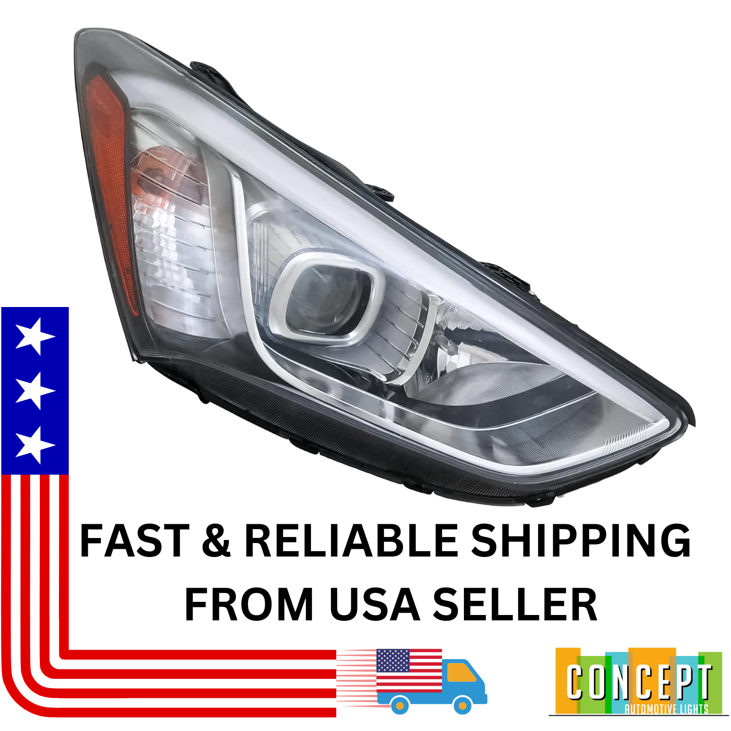 Faro con bombilla halógena derecha para Hyundai Santa Fe 2013-16 HY2503175 92102B8020-