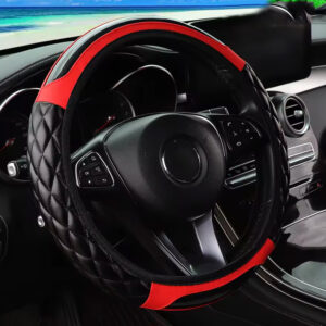 Accesorios de cubierta de volante de vehículo automotriz de cuero de fibra de carbono de 15""-