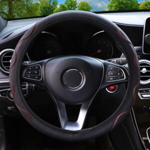 Cubierta de volante de automóvil de cuero PU negro antideslizante suministros interiores automotrices-