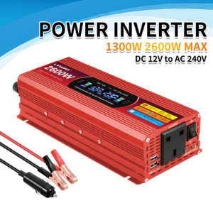 Inversores de potencia máxima 1300W 2600W DC 12v a 240v para vehículos con tomas de CA 2USB-