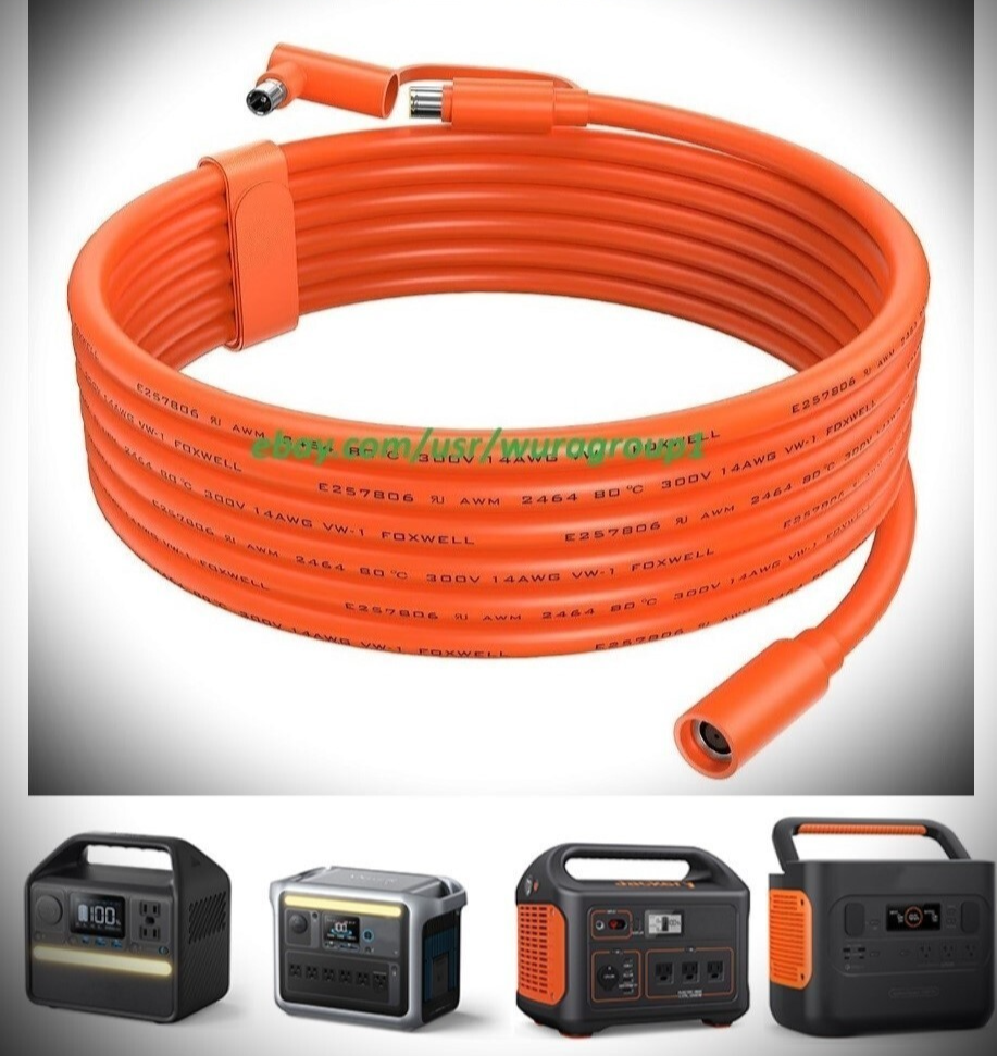 Cable de extensión de alimentación de 8 mm 30' para estación de energía solar Blue Bouldr Jckry Yeti MOak-