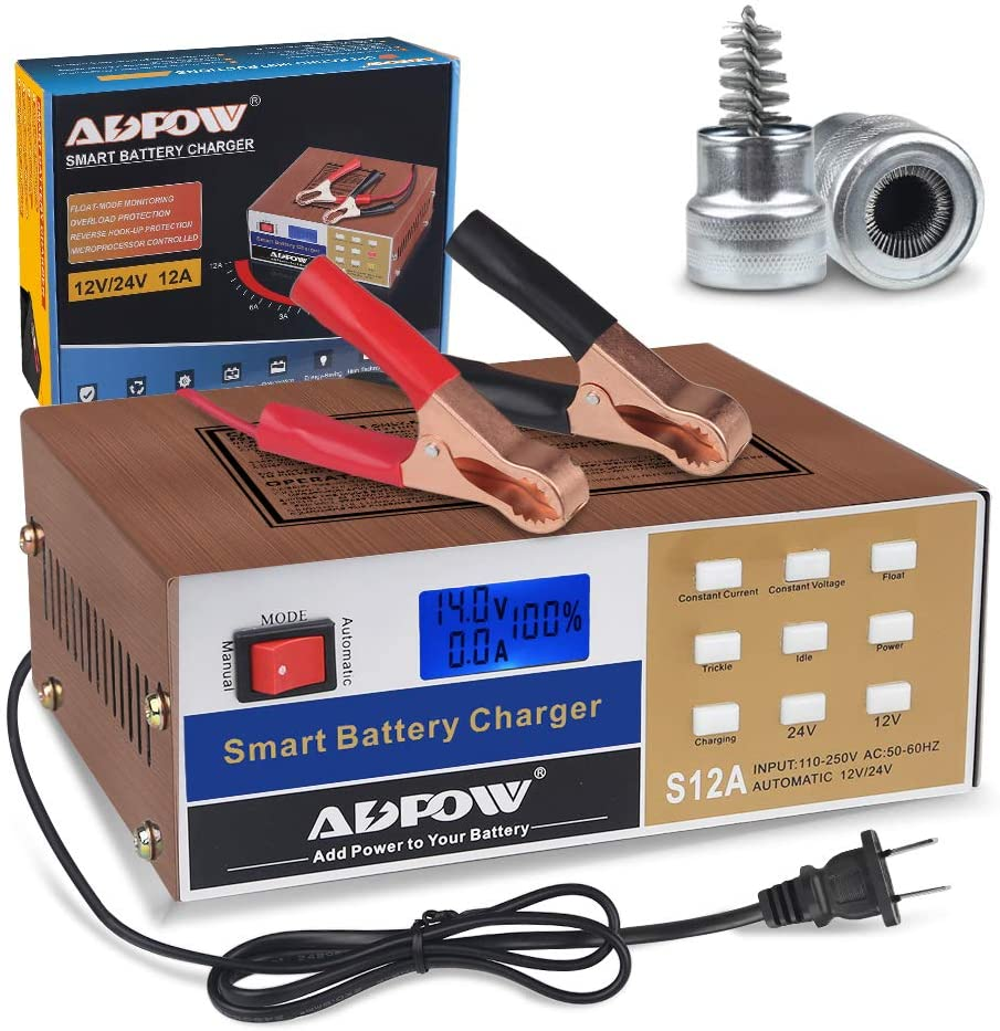 Cargador de batería de 12 voltios 12V 24V 12A automotriz inteligente coche ciclo profundo carga de batería-