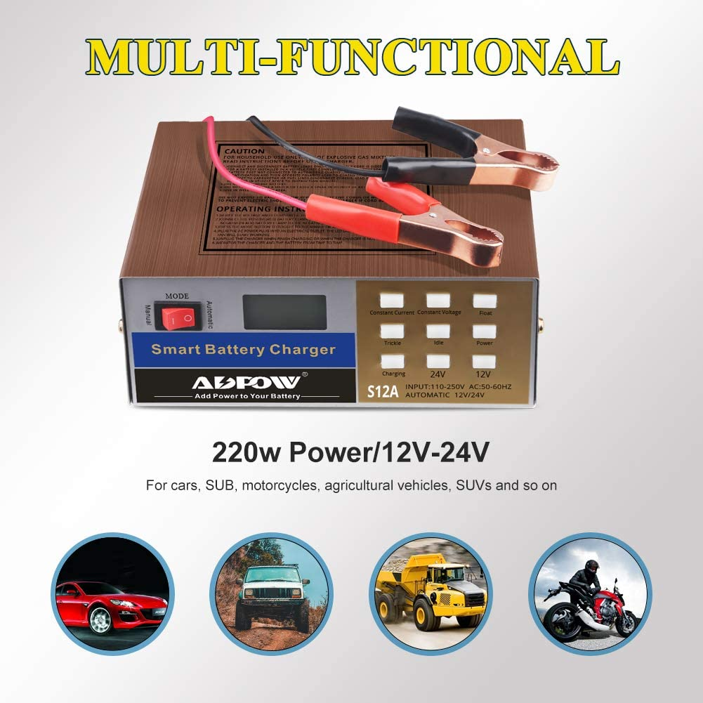 Cargador de batería de 12 voltios 12V 24V 12A automotriz inteligente coche ciclo profundo carga de batería- - Image 3