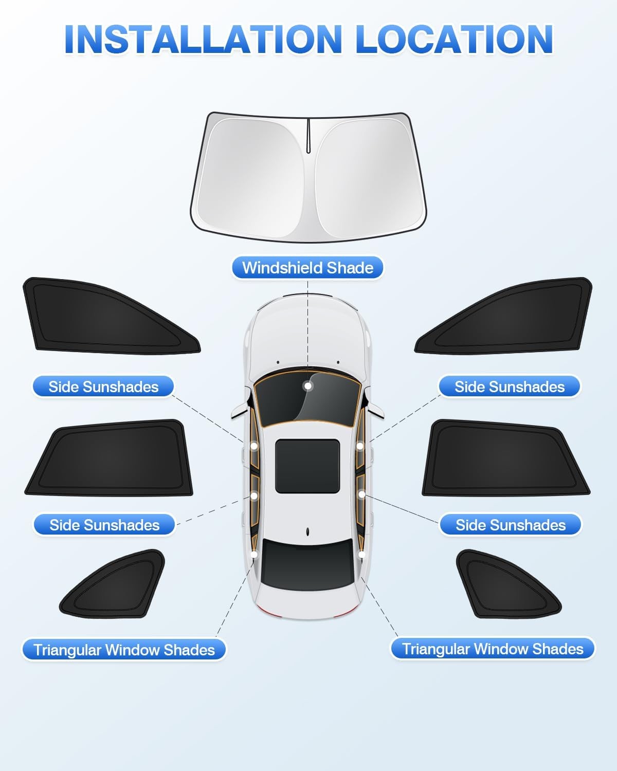 Parasoles para Subaru 2020-2025 7 piezas Outback 2020-presente, negro - - Image 5