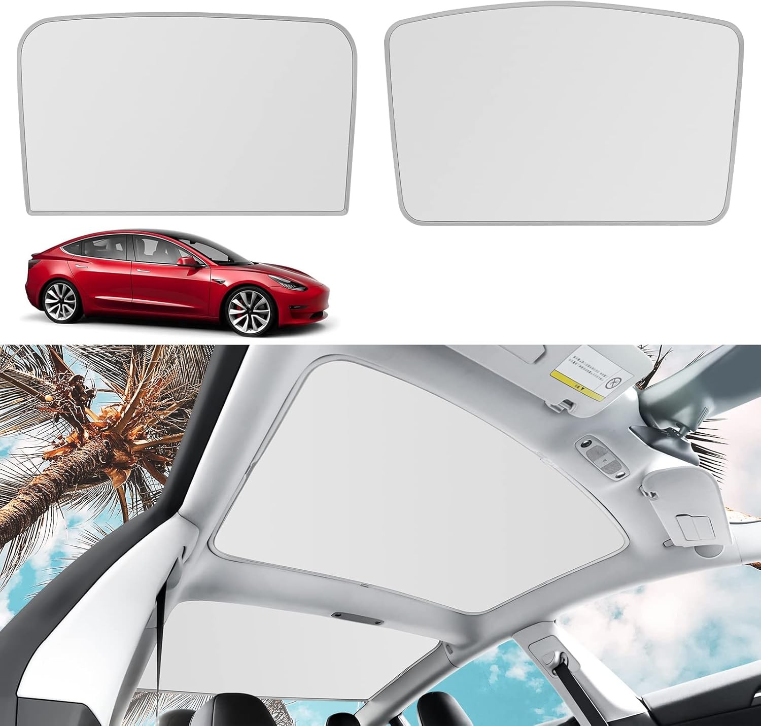 Parasoles de techo para Tesla Modelo 3, 3 (2017-2020), blanco hielo -