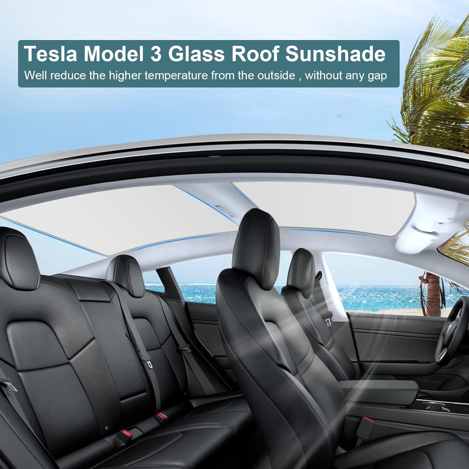 Parasoles de techo para Tesla Modelo 3, 3 (2017-2020), blanco hielo - - Image 3