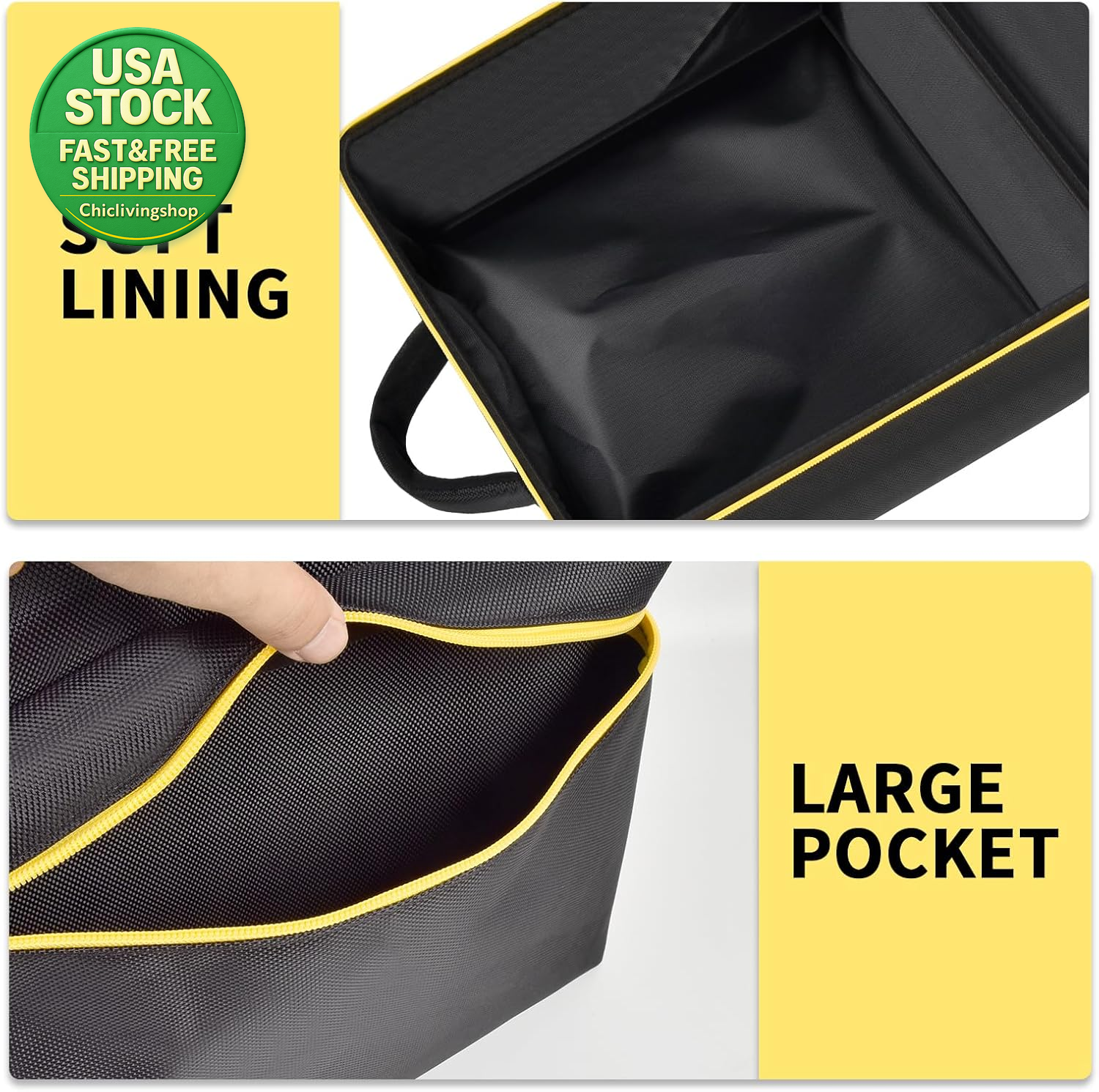 Bolsa de almacenamiento de arranque para puente de coche compatible DEWALT DXAEJ14 negro amarillo cremallera- - Image 4
