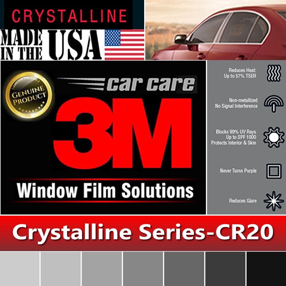 3M Crystalline 20%VLT Automotive Car Window Tint Film Roll Size 60" x 6" CR20
