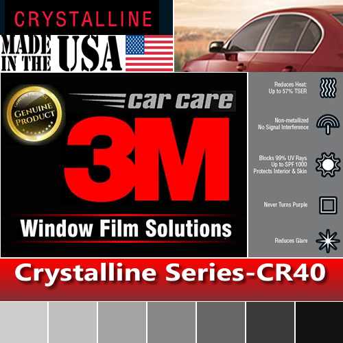 3M Crystalline 40% VLT Automotive Car Window Tint Film Roll Size 30" x 8" CR40