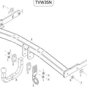Barra de remolque de acero automotriz Towtrust Swan Neck para Audi Q3 SUV 2011 a 2018-