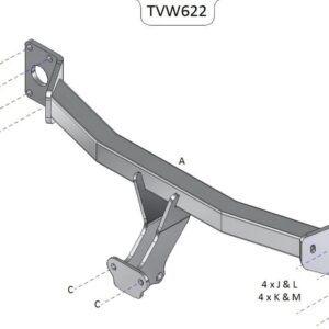 Barra de remolque automotriz con brida fija Towtrust para Volkswagen Touareg SUV 2003 a 2018-