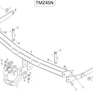 Barra de remolque automotriz Towtrust cuello de cisne para Mazda 6 hatchback 2008 a 2013-