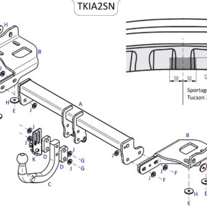 Barra de remolque automotriz Towtrust Swan Neck para Hyundai Tucson SUV 2015 a 2018-