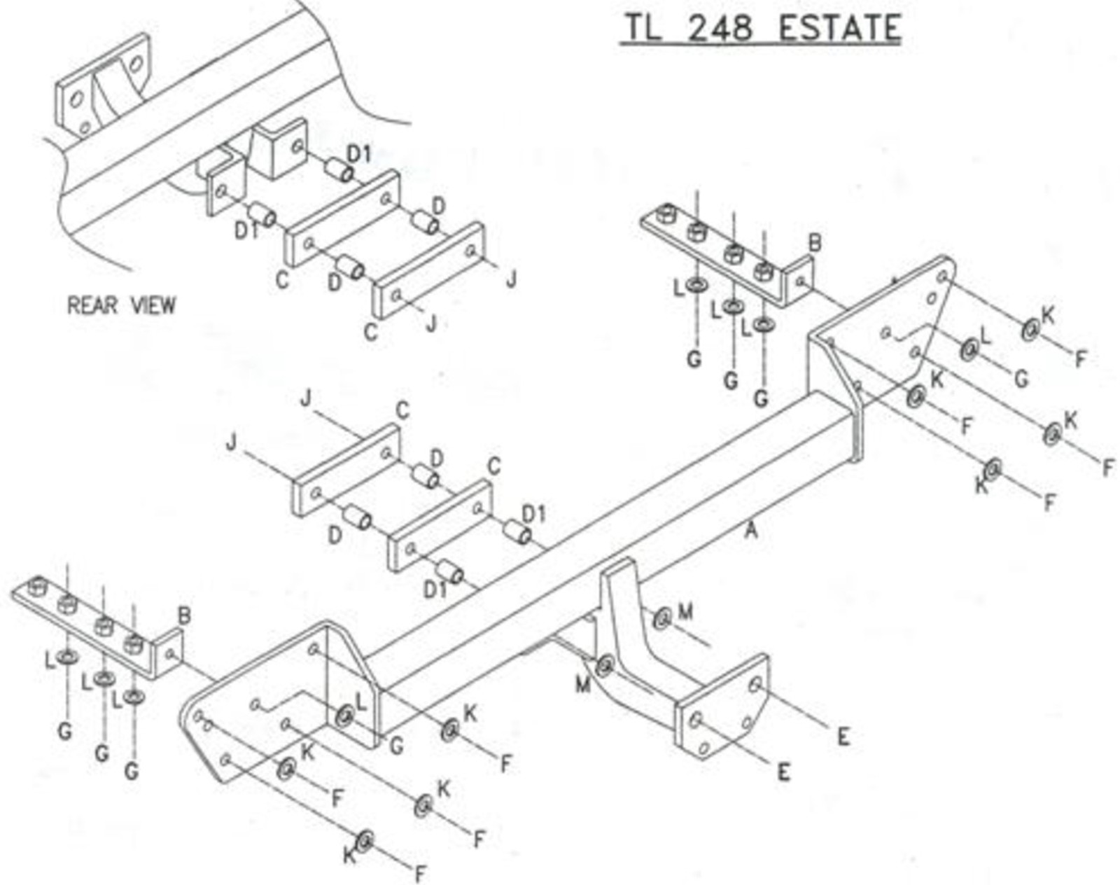 Barra de remolque automotriz con brida fija Towtrust para Rover 75 berlina 1999 a 2006-