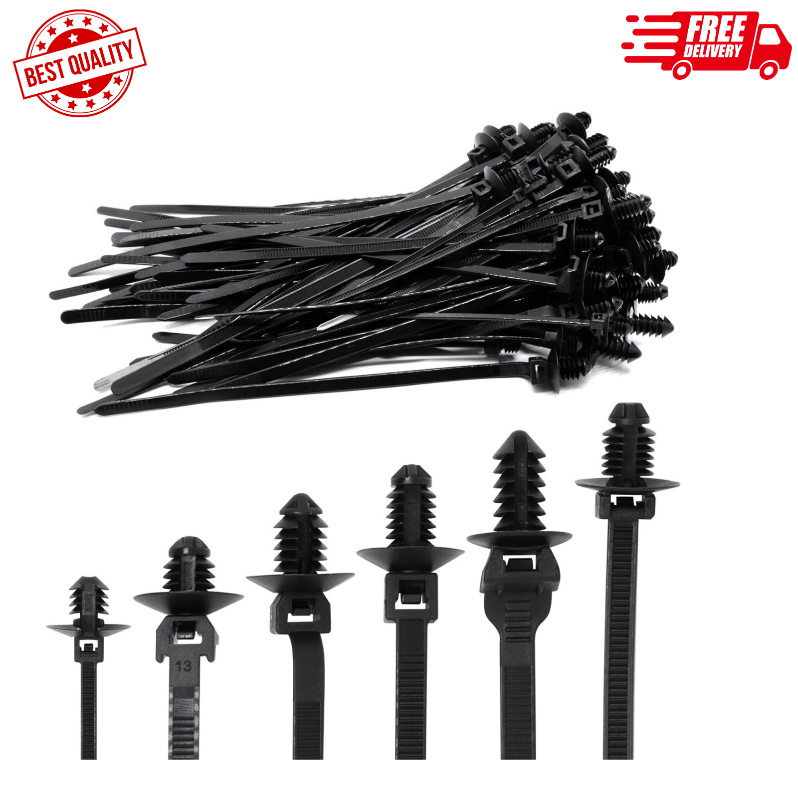 60 un. Corbatas de cremallera de montaje a presión para arnés de cables de automóvil sujetadores de cables automotrices tipo 6-