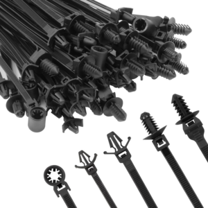 110 PIEZAS Instalación Automotriz Negro Montaje Empuje Cable Cremallera Lazos Tamaños Surtidos, -