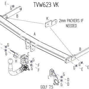 Barra de remolque automotriz desmontable vertical Towtrust para Audi A3 berlina 2013-2016-