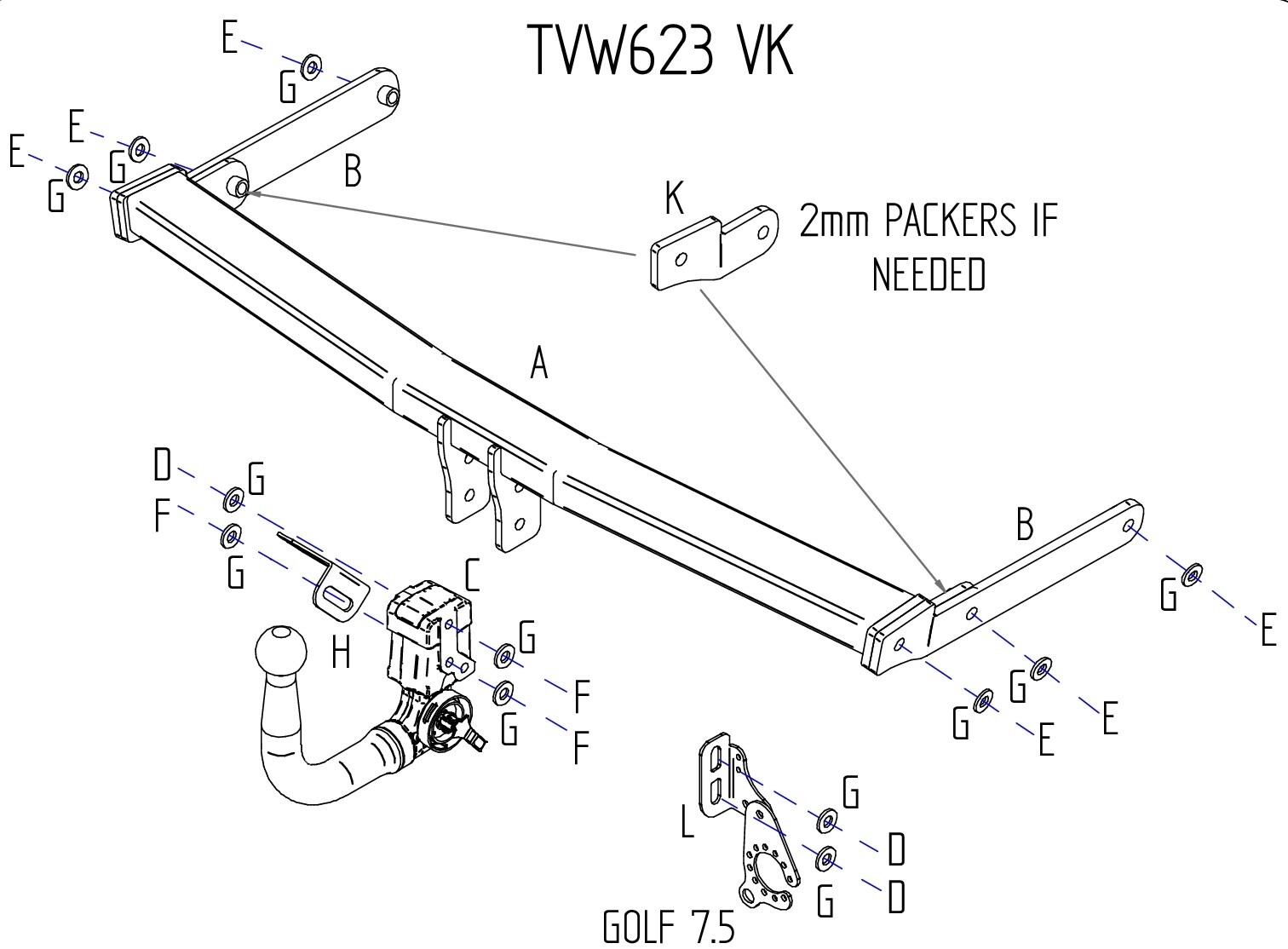 Barra de remolque automotriz desmontable vertical Towtrust para Audi A3 berlina 2013-2016-