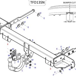Barra de remolque de acero automotriz Towtrust Swan Neck para Ford S Max MPV 2015-en adelante-
