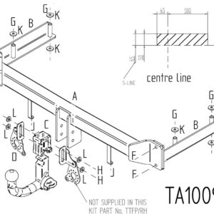 Barra de remolque automotriz desmontable vertical Towtrust para Audi A4 berlina 2005-2008-