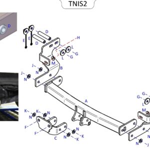 Barra de remolque automotriz de brida fija Towtrust para Nissan El Grand MPV 2002 a 2010-