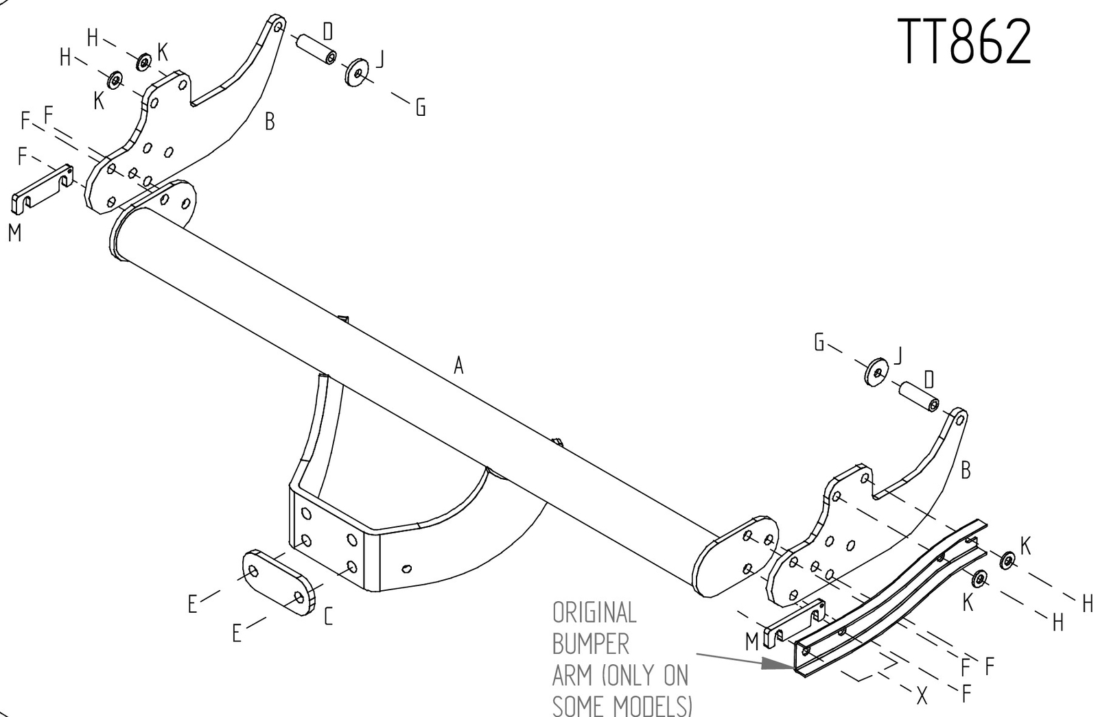 Barra de remolque automotriz de brida fija Towtrust para camioneta Toyota Hi-Lux 2005 a 2011-