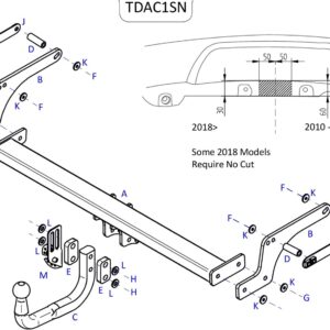 Barra de remolque automotriz Towtrust cuello de cisne para Dacia Duster SUV 2010-en adelante-