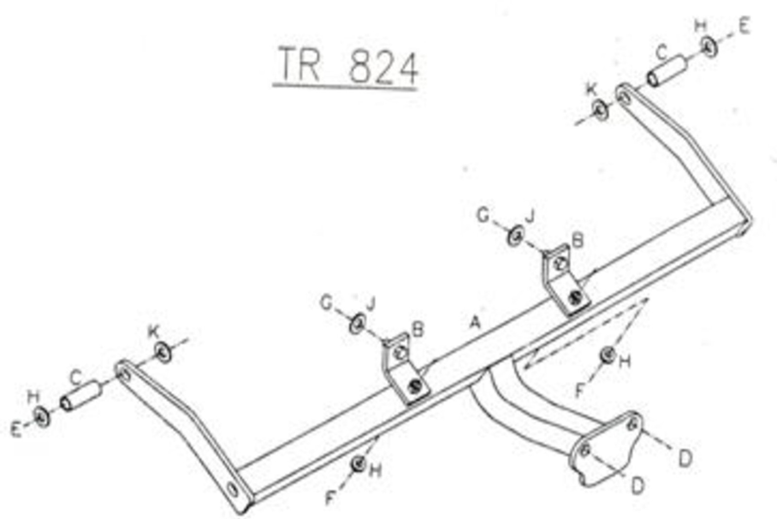 Barra de remolque automotriz con brida fija Towtrust para furgoneta Renault Kangoo 1998 a 2009-