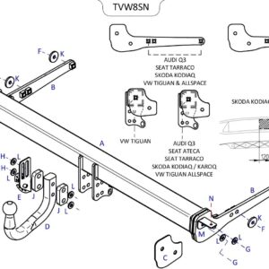 Barra de remolque de acero automotriz Towtrust Swan Neck para Cupra Formentor 2020 en adelante-