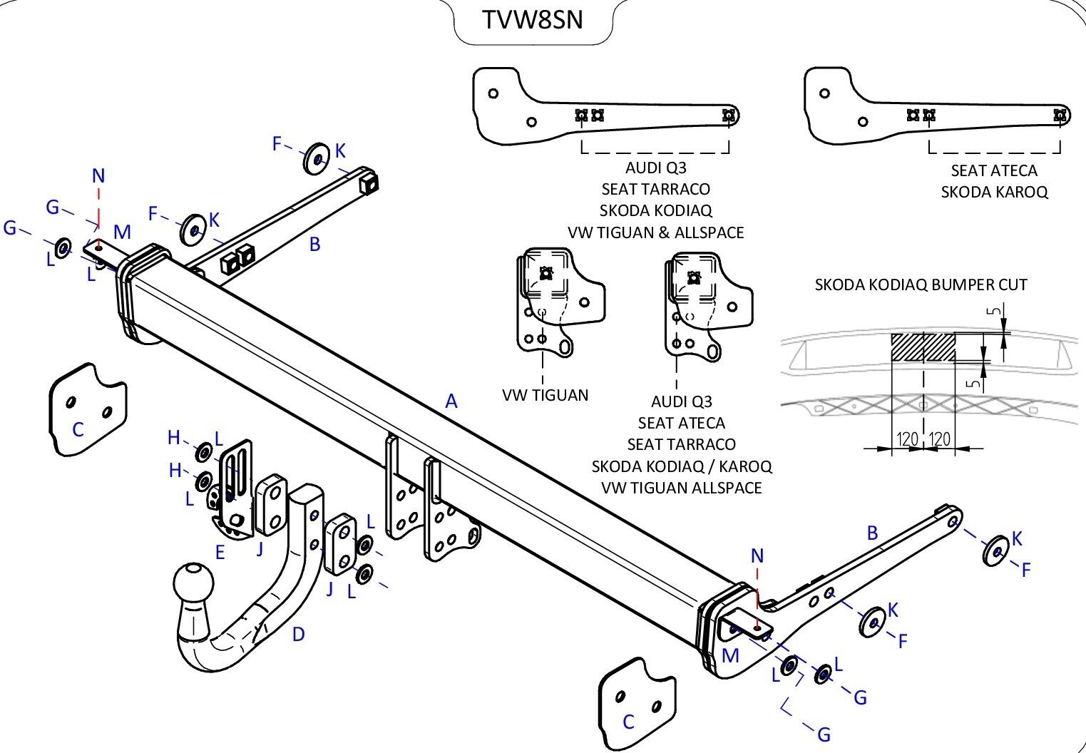 Barra de remolque de acero automotriz Towtrust Swan Neck para Cupra Formentor 2020 en adelante-