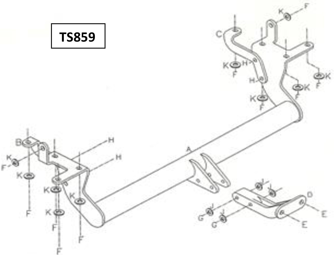 Barra de remolque automotriz de brida fija Towtrust para Suzuki Grand Vitara SUV 2005 a 2014-