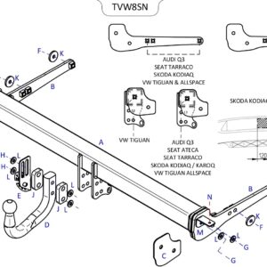 Barra de remolque de acero automotriz Towtrust Swan Neck para Seat Ateca SUV 2016-en adelante-