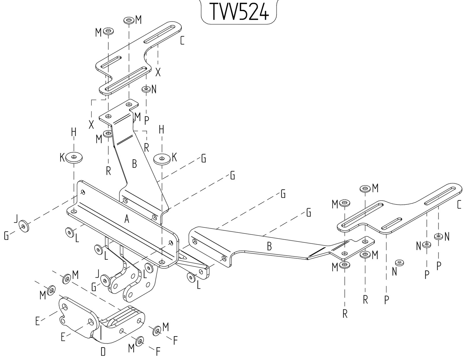 Barra de remolque automotriz de brida fija Towtrust para Volvo V50 Estate 2004-2014-
