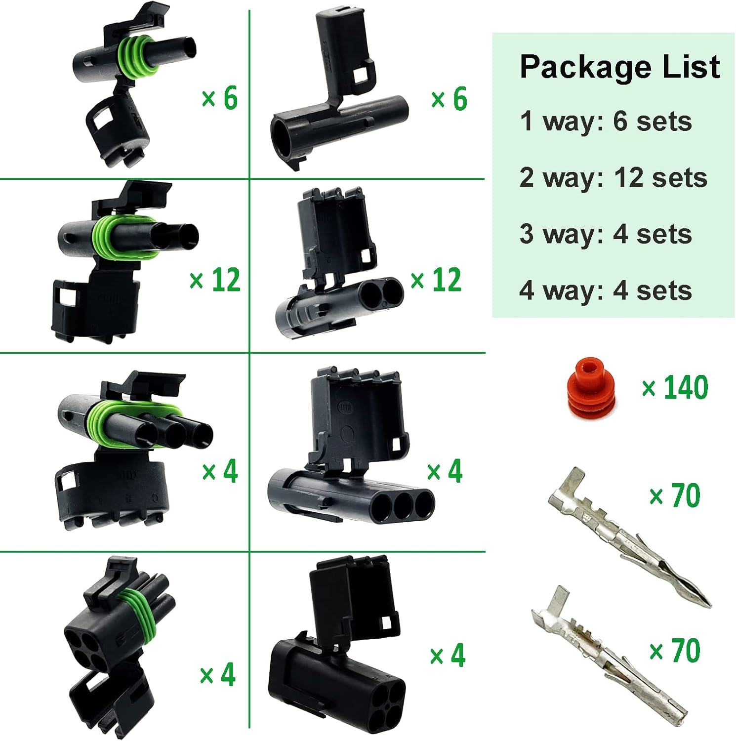 26 Kits Paquete de Clima Conectores Kit Conectores Eléctricos Automotrices Impermeable- - Image 2