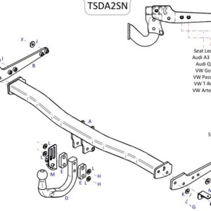 Barra de remolque automotriz Towtrust cuello de cisne para Audi A3 Sportback 2020 en adelante-