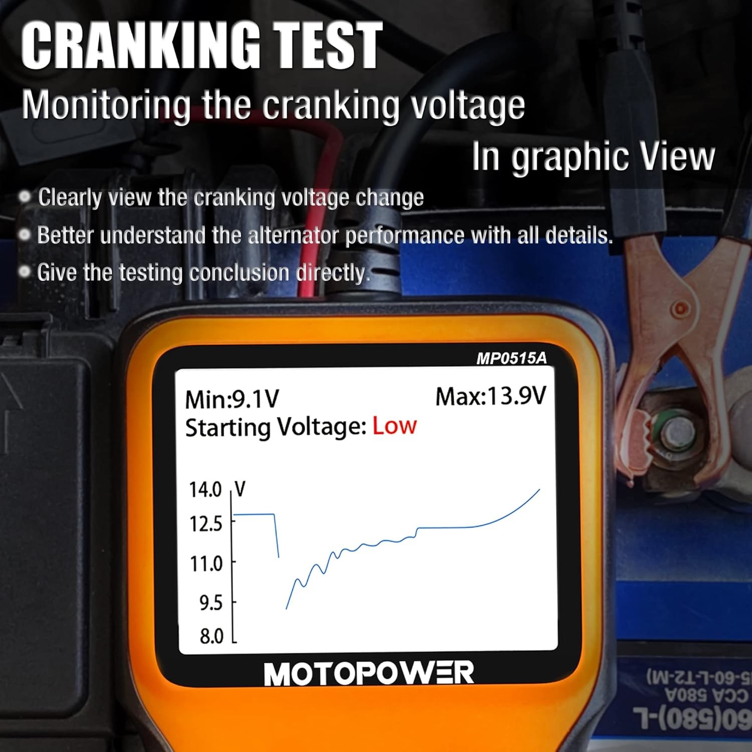 Probador de batería de coche MOTOPOWER MP0515A 12V automotriz 100-2000 CCA plateado - - Image 4