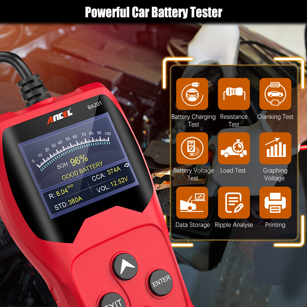 12V Car Battery Tester Digital Automotive Batteries Alternator Diagnostic Tool - Image 2