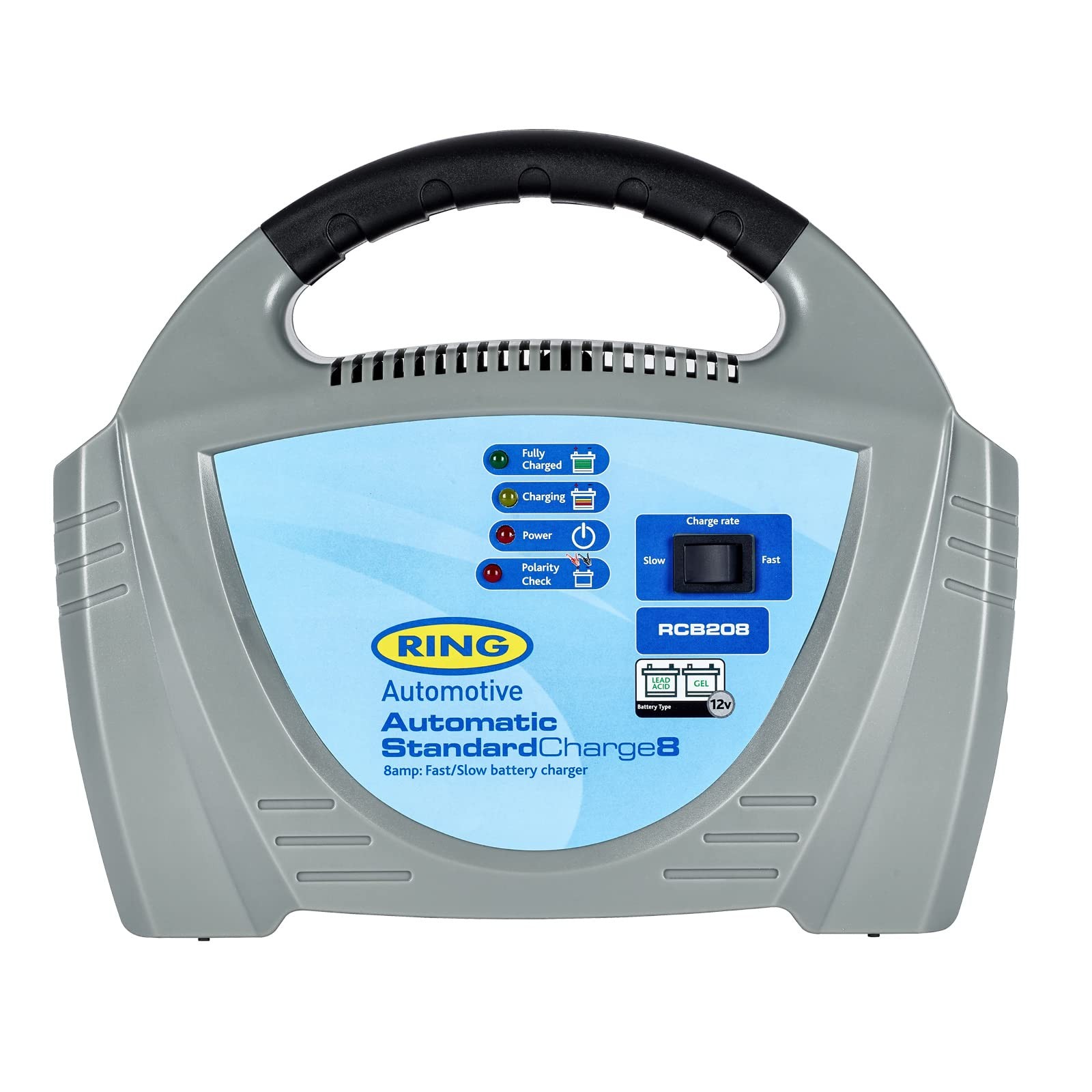 Automotriz - Cargador de Batería RCB208 8A, Baterías de Plomo Ácido y Gel 12V,-