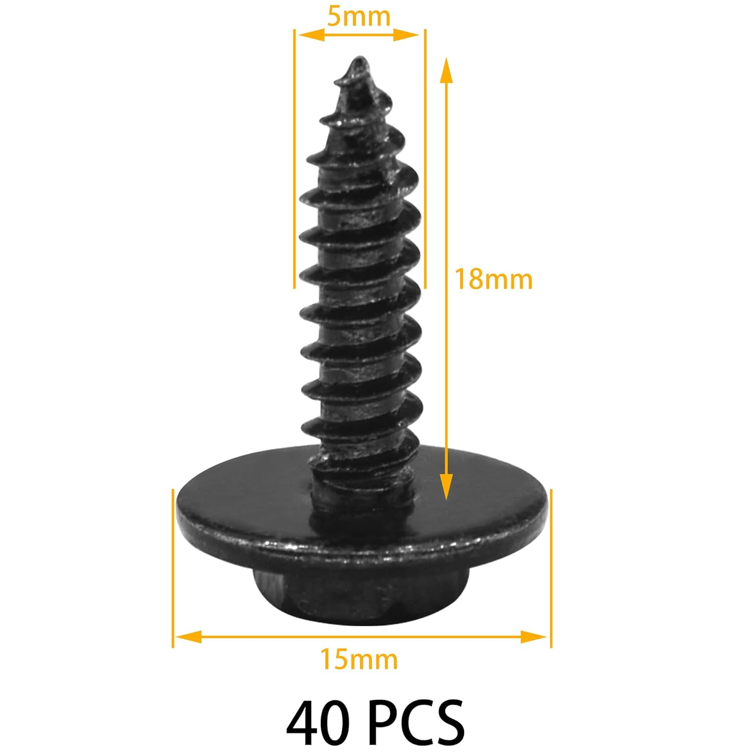 40 PIEZAS Tornillos hexagonales autorroscantes negros con arandelas para paneles automotrices, puertas...- - Image 3