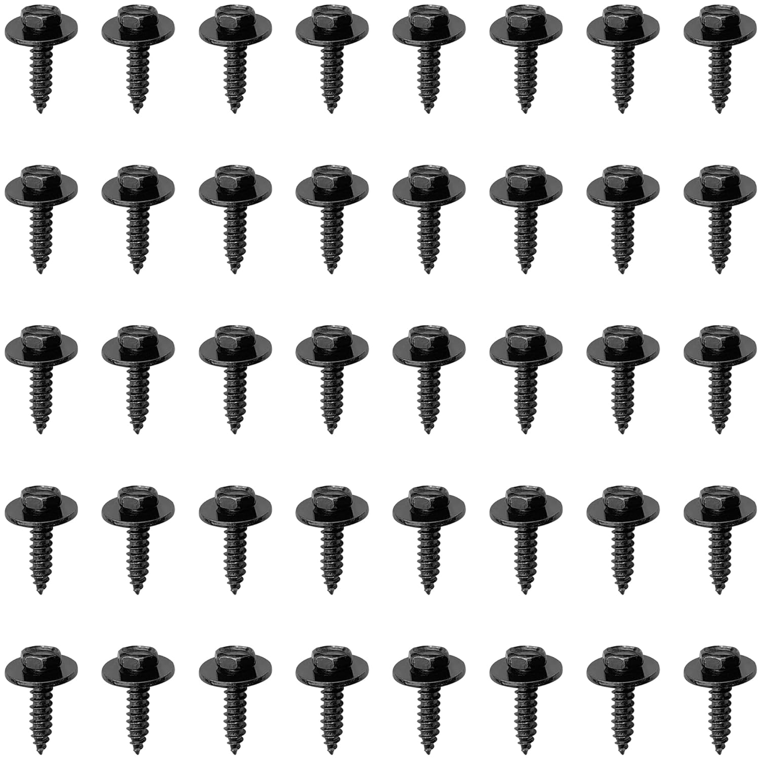 40 PIEZAS Tornillos hexagonales autorroscantes negros con arandelas para paneles automotrices, puertas...- - Image 5