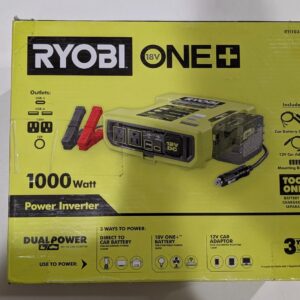 Inversor de potencia automotriz RYOBI ONE+ 18V 1000 vatios máximo 12 voltios. Nuevo.-