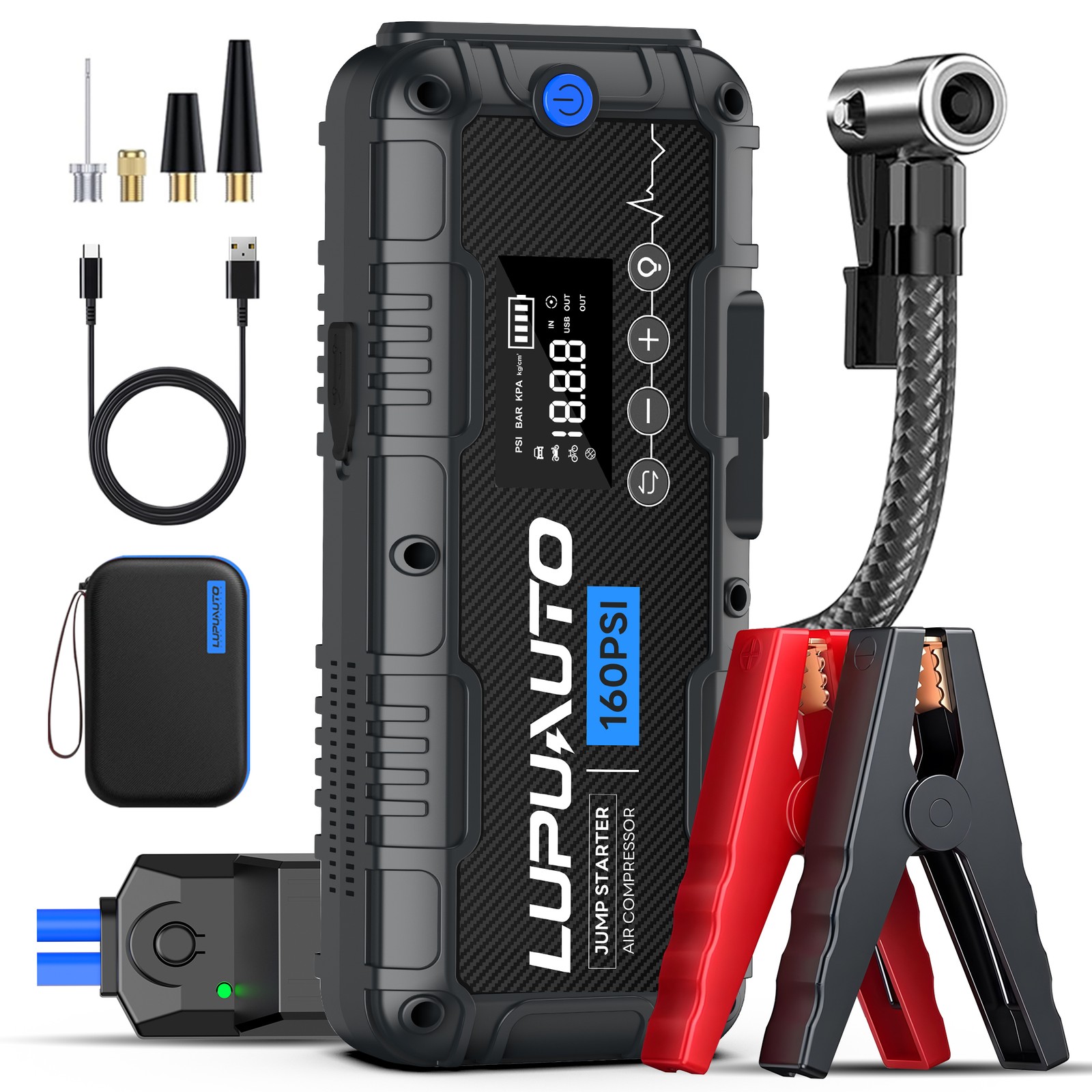 Arrancador de salto para automóvil de 8000 mAh con compresor de aire banco de energía USB- - Image 2